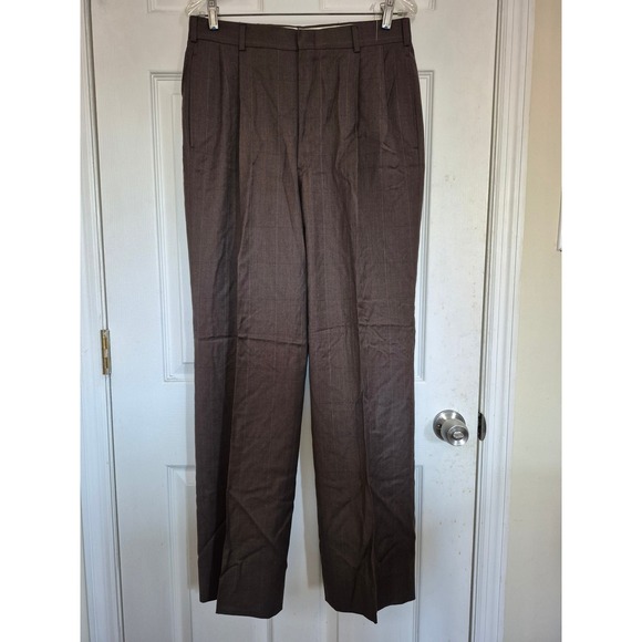 Polo University Club by Ralph Lauren Other - Polo University Club by Ralph Lauren Brown Pinstripe Worsted Wool Dress Pants 33